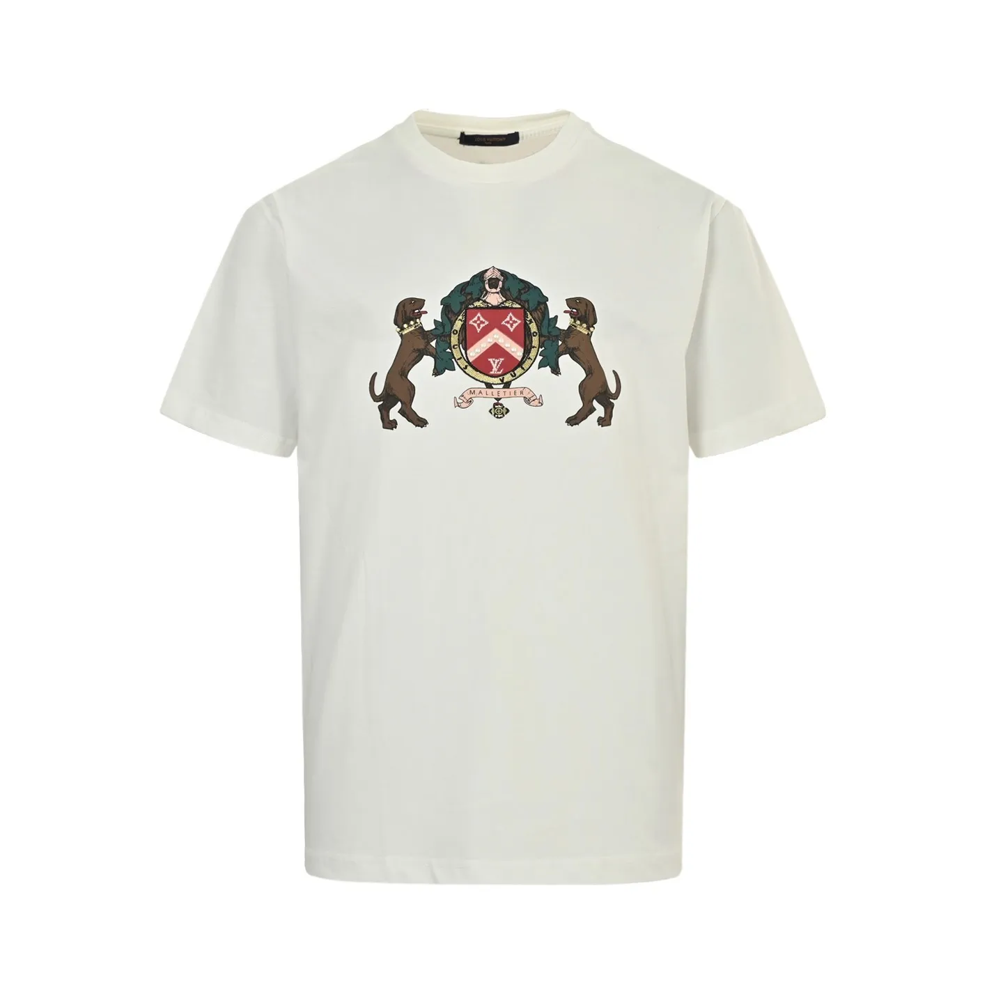 Louis Vuitton/Louis Vuitton 25ss double dog logo printed short sleeves